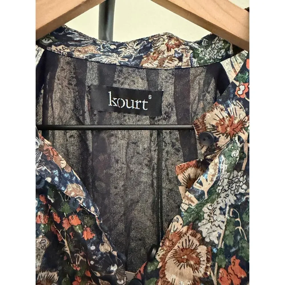 New Kourt floral long sleeve blouse size small - Picture 4 of 6